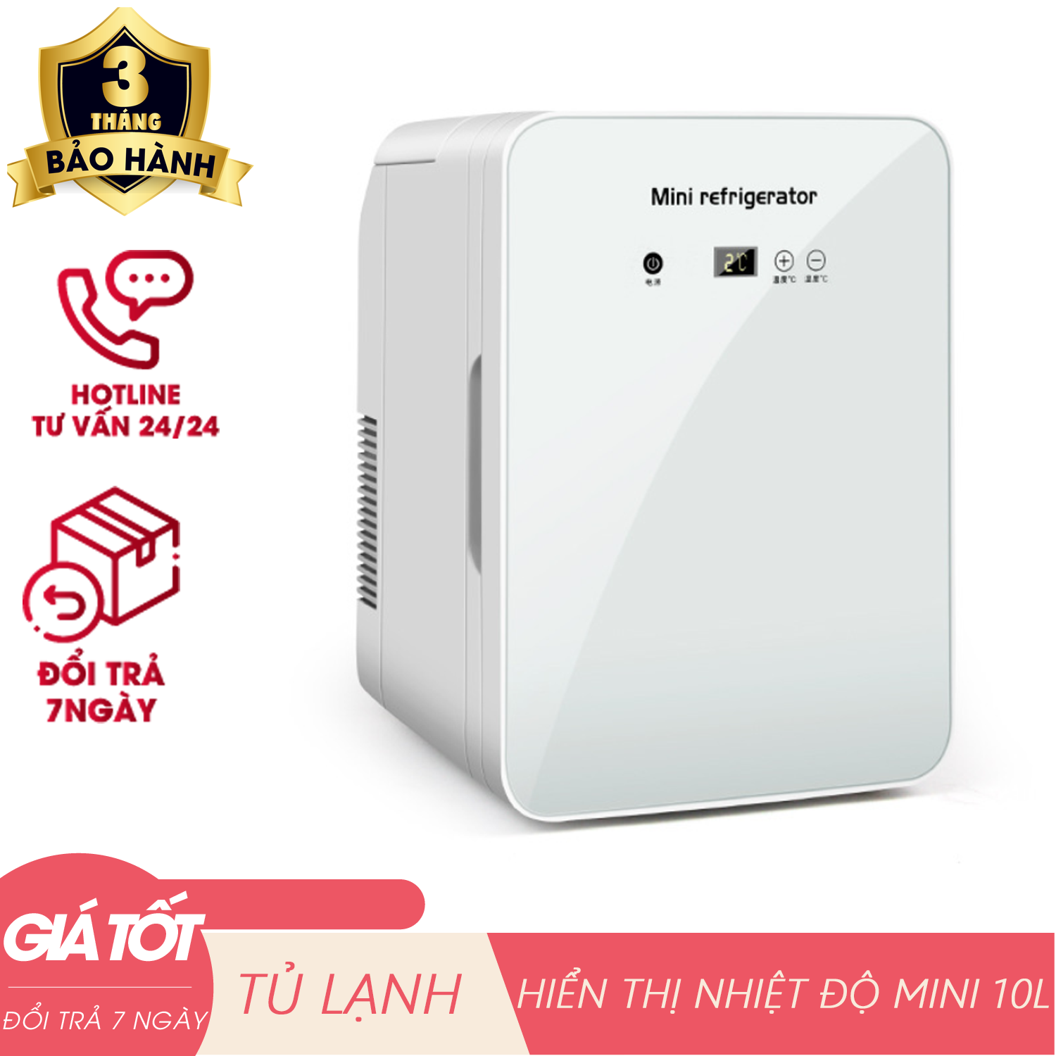 Tủ lạnh mini, tủ lạnh 10L - hiển thị nhiệt độ, tủ lạnh - tủ lạnh mini dùng trên xe hơi và trong nhà - Hỗ trợ đổi trả 7 ngày