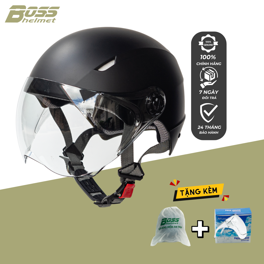 Nón bảo hiểm 1/2 đầu có kính boss at10