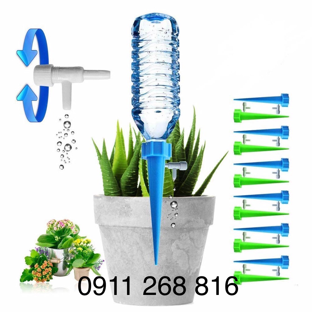 5 Đầu tưới nhỏ giọt gắn vỏ chai nhựa có đầu béc điều chỉnh lưu lượng tưới phù hợp với hầu hết các loại vỏ chai từ 1,5 lít trở xuống