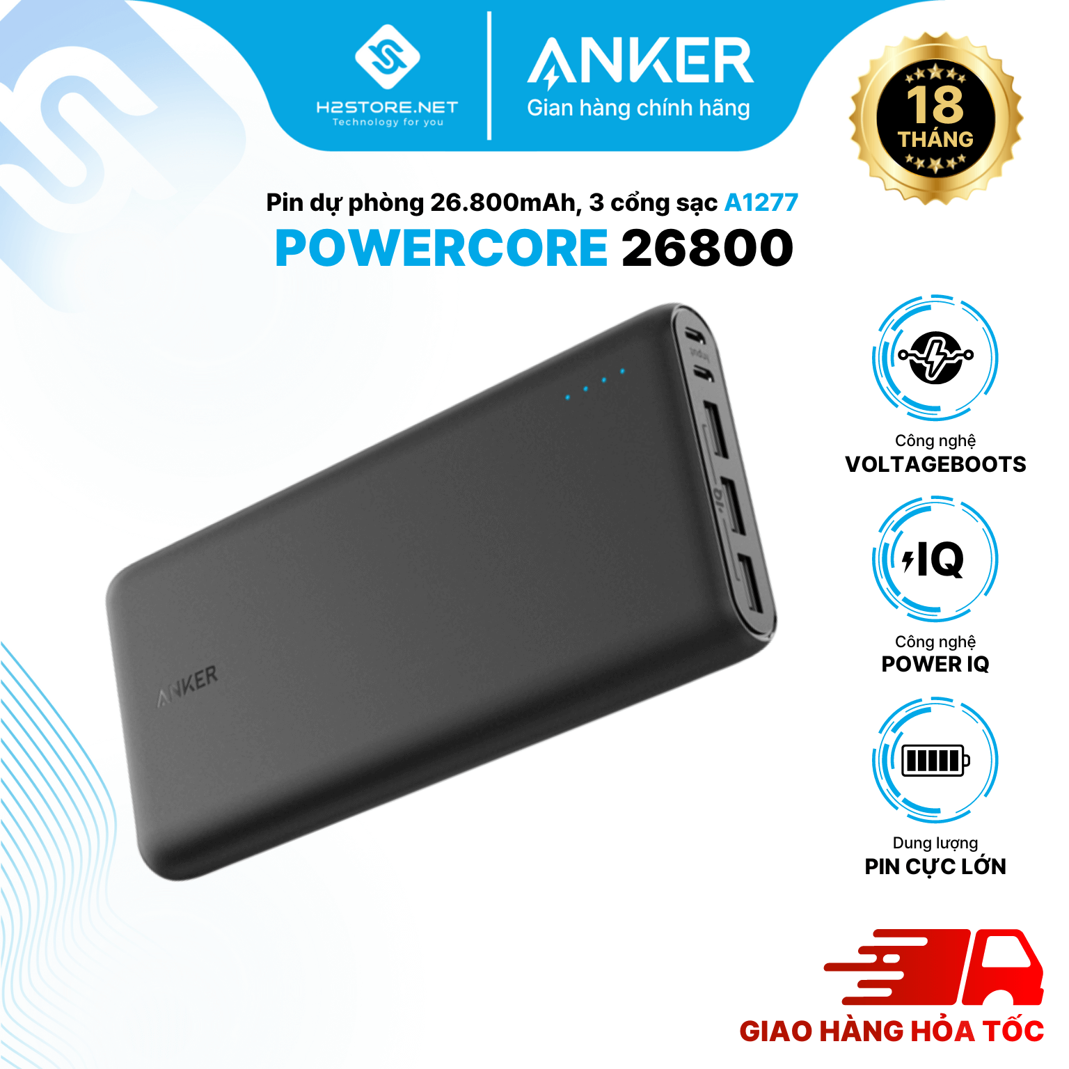 Pin dự phòng anker powercore 26800 - a1277