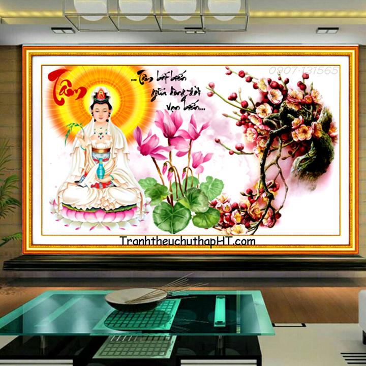Tranh thêu chữ thập Phật Tâm LV3297 - tự thêu