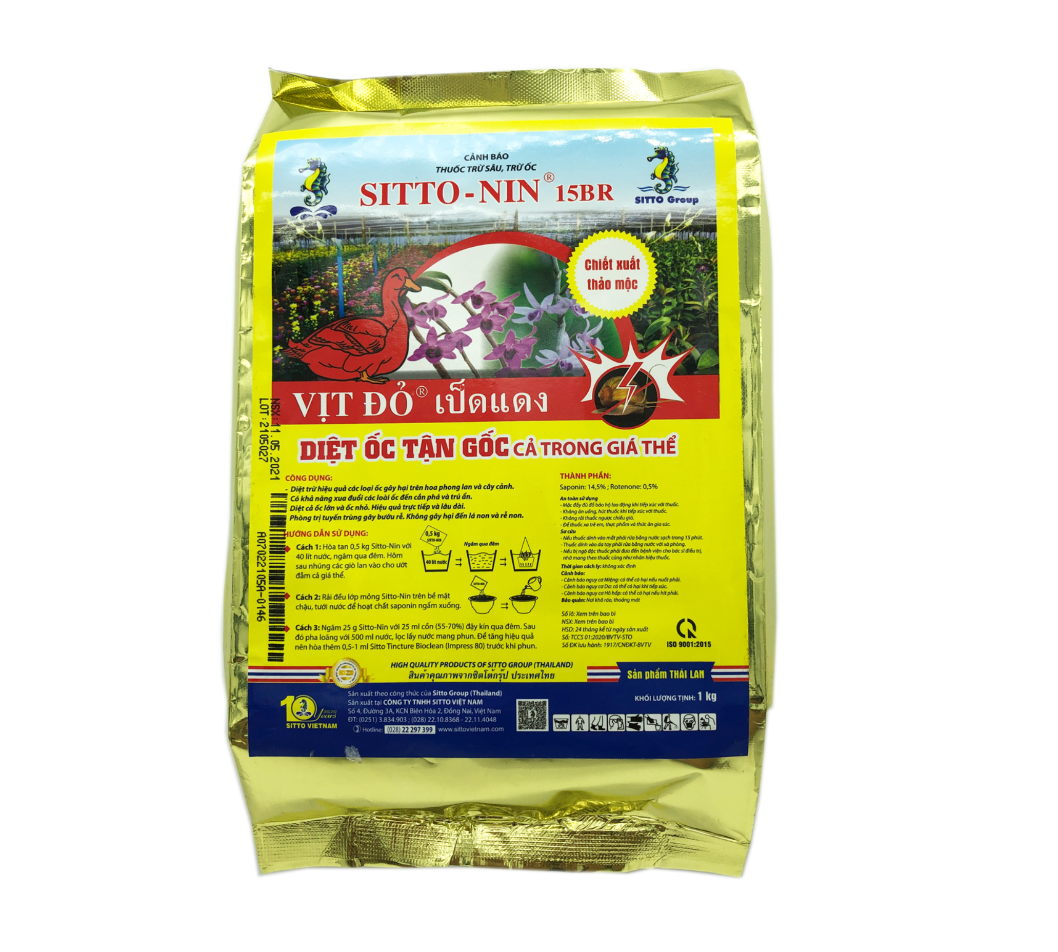 Thảo mộc trừ ốc Sitto-Nin (Vịt đỏ) gói 1kg
