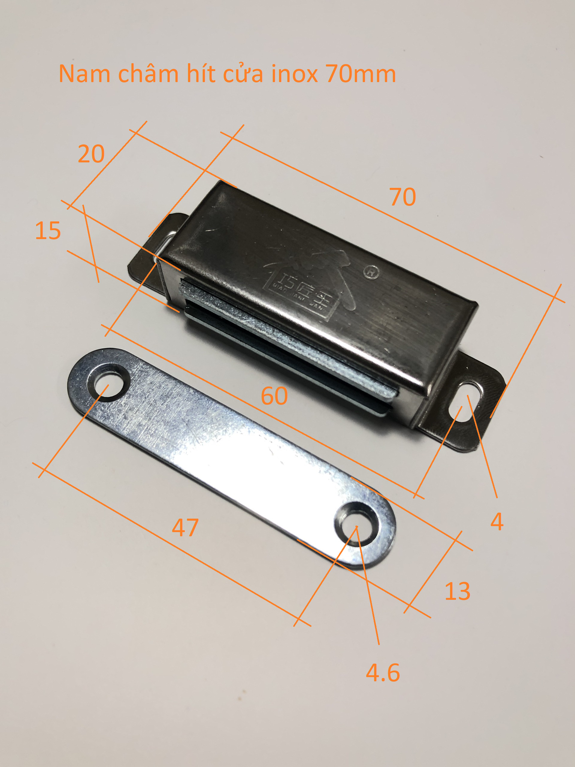 Nam châm hít cửa inox 70mm / nam châm inox hít cửa siêu hít 70mm / cục hít cửa tủ / lực hút 25kg / 0966.320.936 / 0966320936