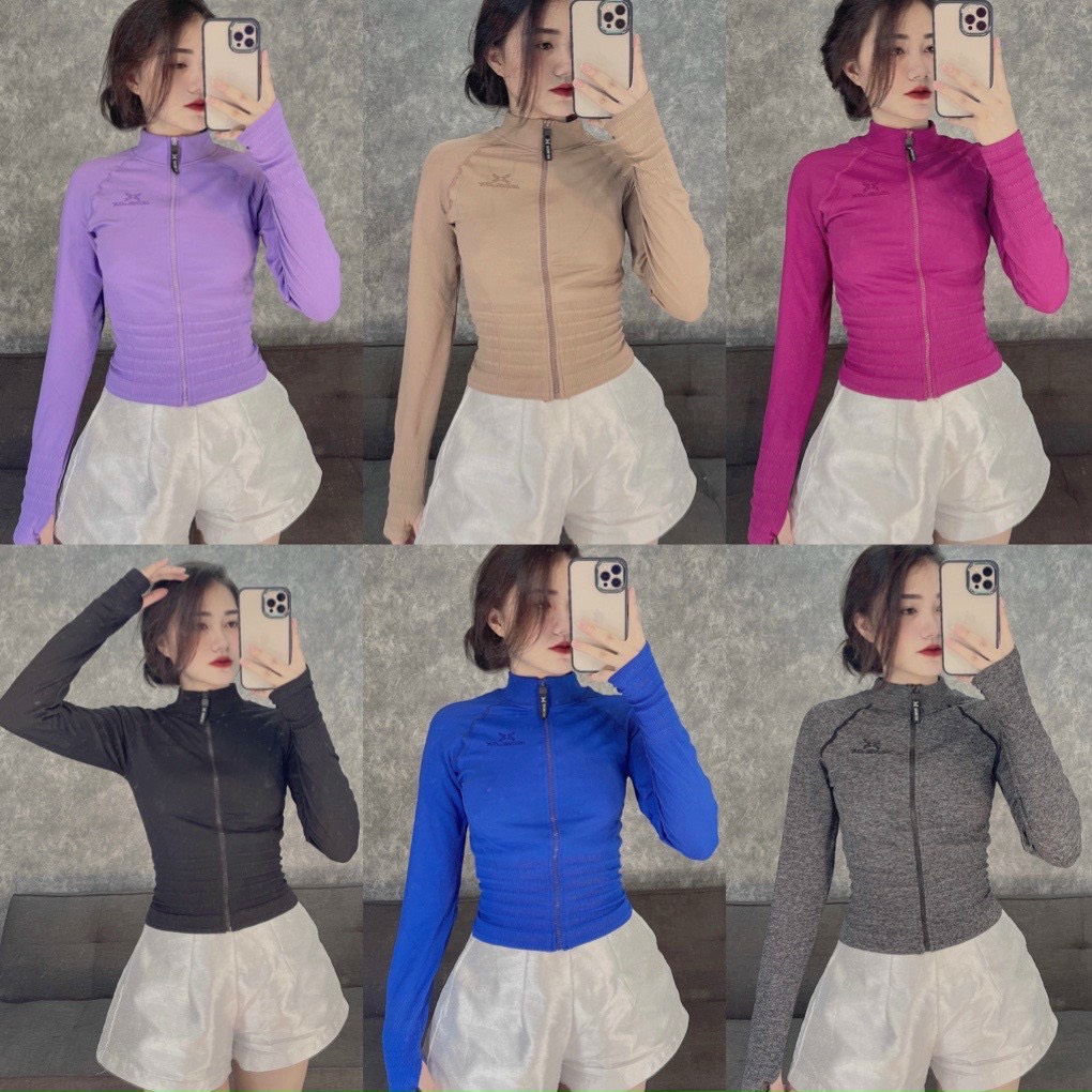 ÁO khoác thể thao tập gym croptop thấm hút mồ hôi