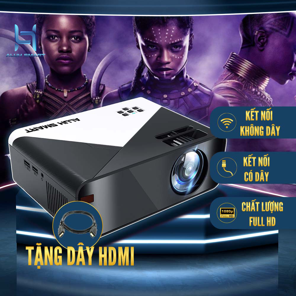 Máy Chiếu Mini Extreme ALUH 1080p, kết nối không dây, đa năng phục vụ gia đình, cửa hàng Tặng dây hdmi cho bản kết nối máy tính