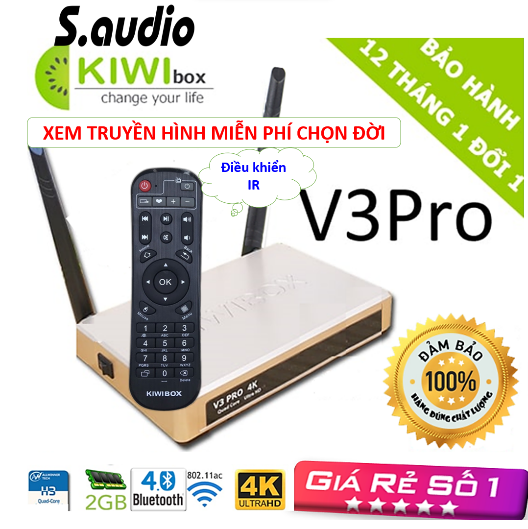 Kiwibox V3pro - Android TV Box  2G/8G Xem Truyền Hình Miễn Phí | Chính Hãng Kiwi Box