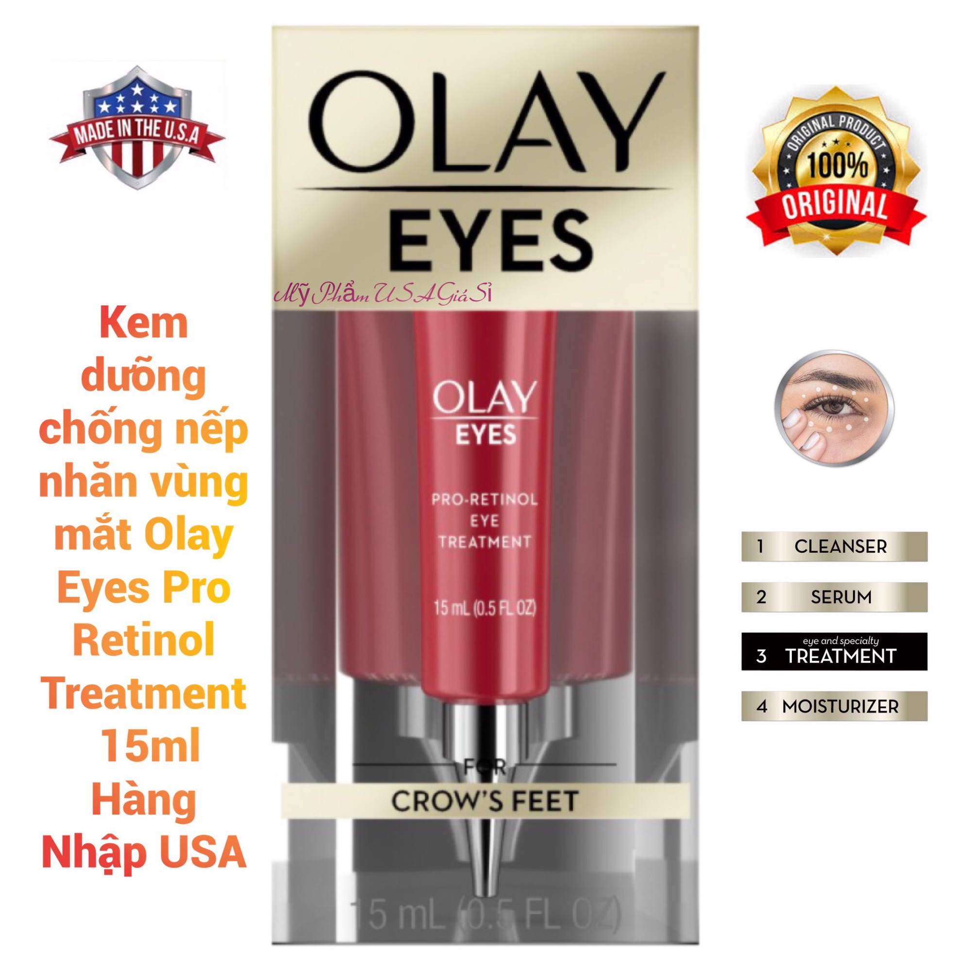 Kem dưỡng chống nếp nhăn vùng mắt Olay Eyes Pro Retinol Treatment 15ml USA
