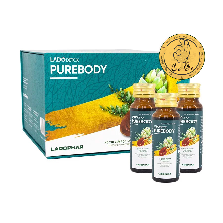 1 hộp LadoDetox Purebody nước uống thanh lọc cơ thể - Hộp 12 Lọ 50ml LADOPHAR CHÍNH HÃNG