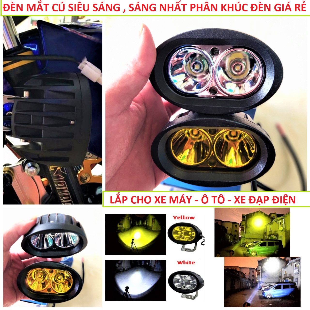 ĐÈN TRỢ SÁNG L2 SIÊU SÁNG LẮP CÁC LOẠI XE , ĐÈN TRỢ SÁNG XE MÁY Ô TÔ XE ĐẠP ĐIỆN , ĐÈN LED SIÊU SÁNG XE MÁY PHỤ KIỆN ĐỒ CHƠI XE MÁY