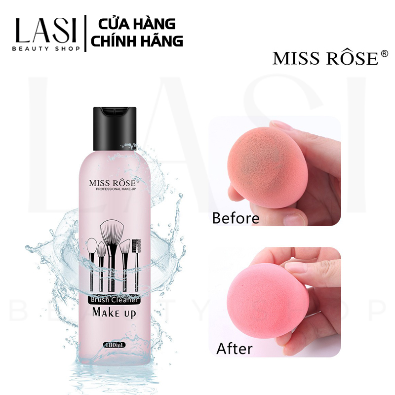 Nước rửa cọ trang điểm Miss Rose Makeup Brush Cleaner 180ml - Làm sạch mọi cặn bẩn kem nền phấn dư bám dính lâu ngày