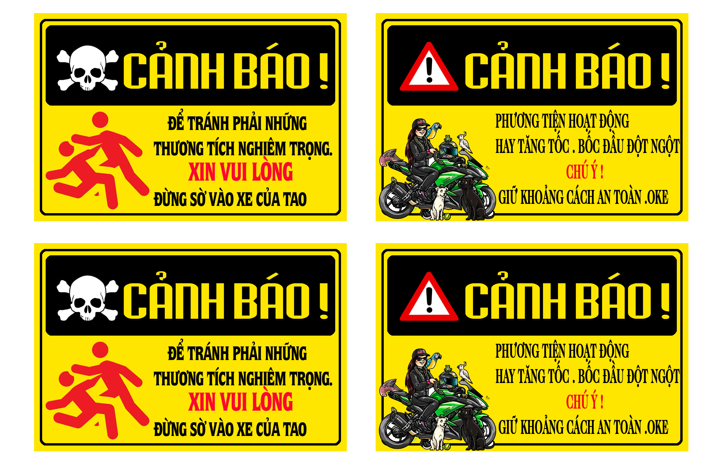 BỘ 2 TEM CẢNH BÁO ĐỪNG SỜ VÀO XE CỦA TUI  HÀI HƯỚC
