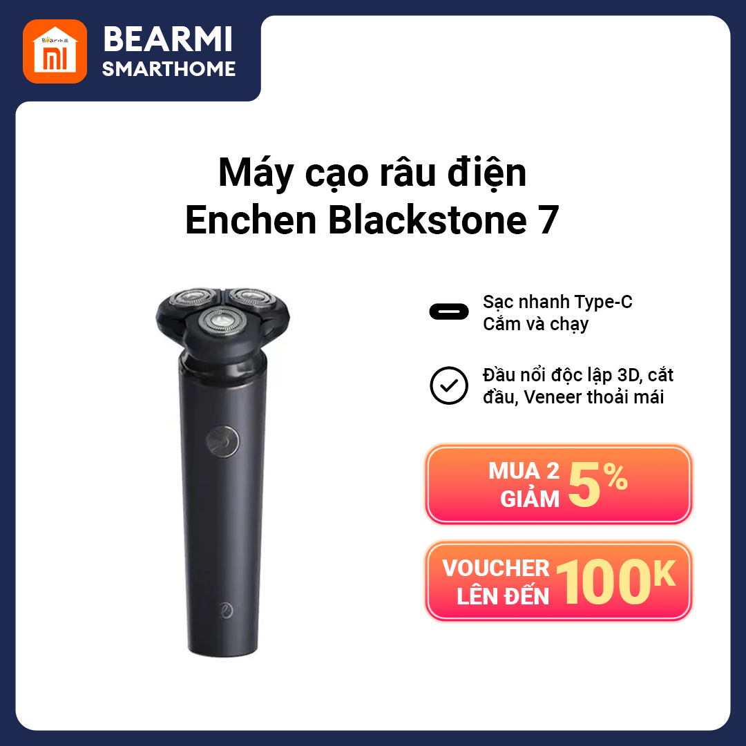 Enchen máy cạo râu điện blackstone 7 hudg buster máy cạo râu gần gọn gàng và sạch sẽ type-c sạc nhanh cắm và chạy