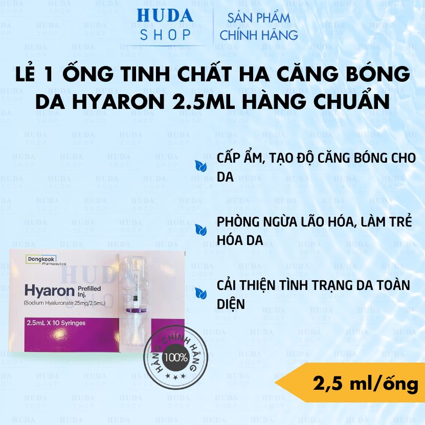 Lẻ 1 ống tinh chất ha căng bóng da hyaron 2.5ml hàng chuẩn - huda shop