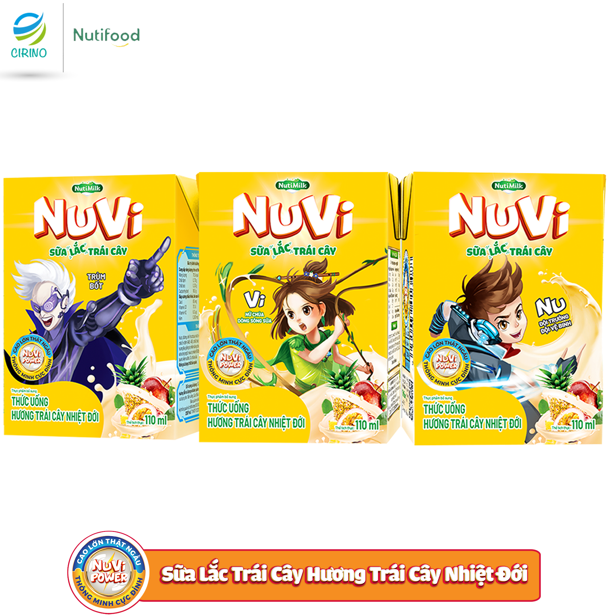 Lốc 03 nuvi thức uống hương trái cây nhiệt đới sữa lắc trái cây 110ml - thương hiệu nutifood - tt cirino