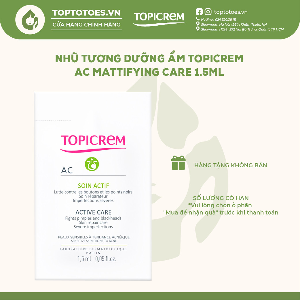 Nhũ tương dưỡng ẩm Topicrem AC Mattifying care 1.5ml