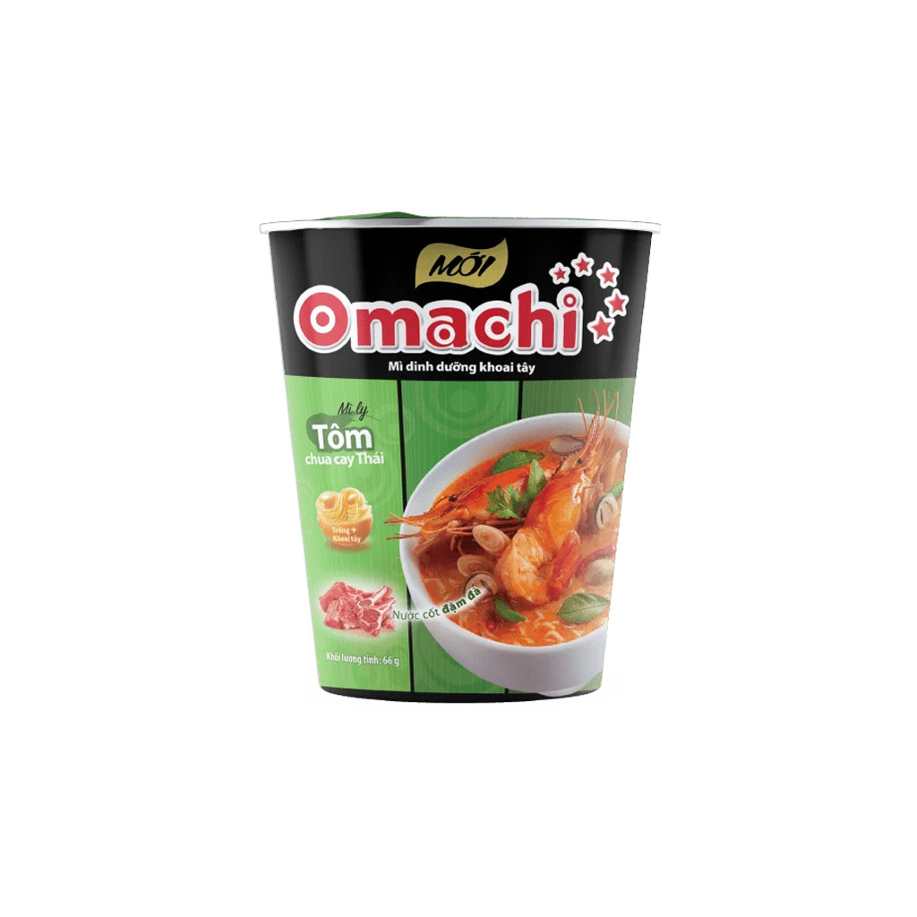Thùng 24 ly mì khoai tây Omachi tôm chua cay Thái 66g