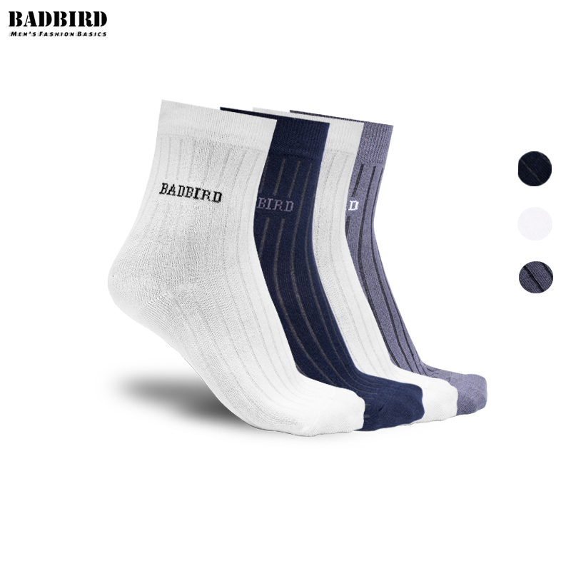 Combo 4 - tất nam cao cấp sợi tre - dạng cổ trung - thương hiệu việt: badbird
