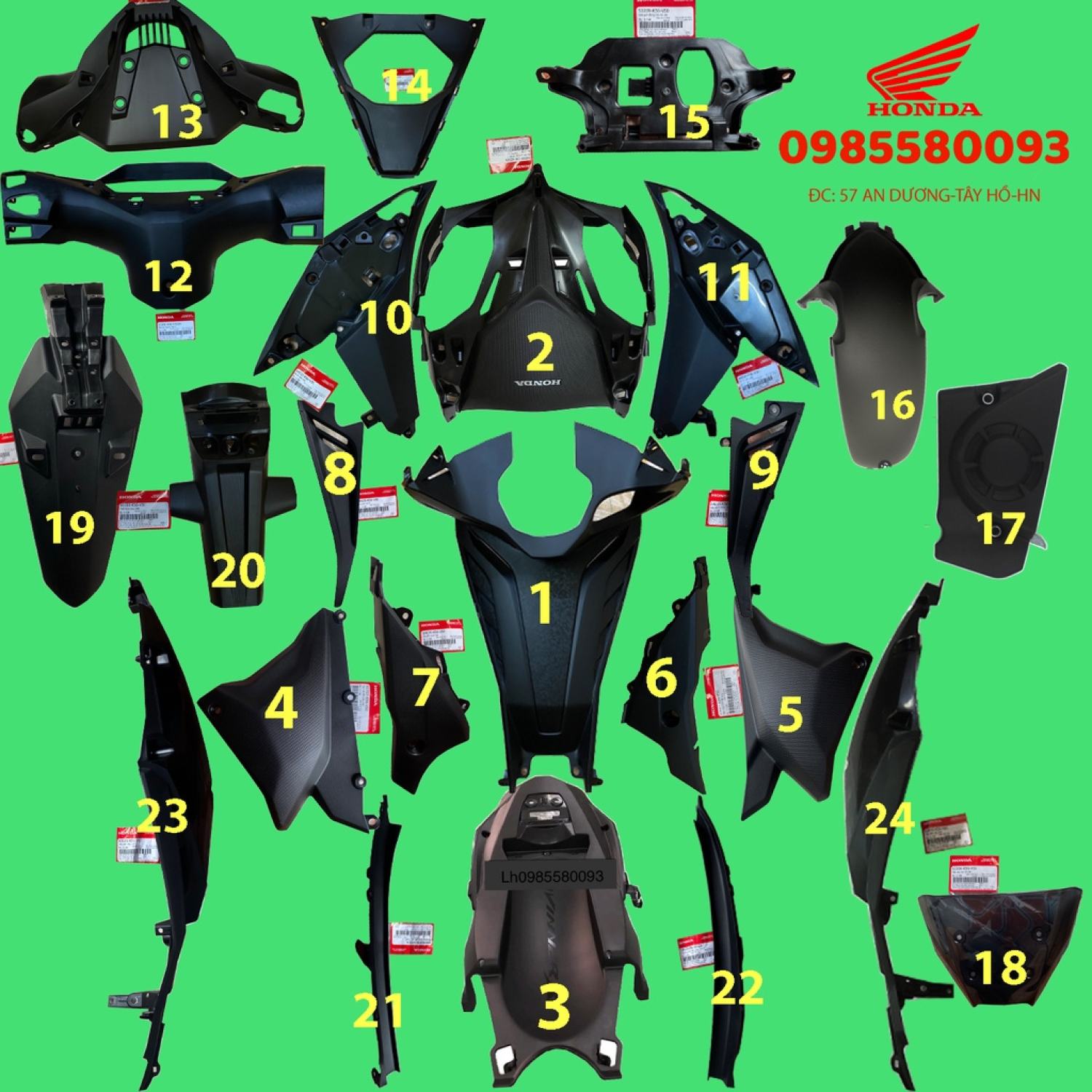 Dàn áo Nhựa nhám Winner X Zin chính hãng Honda