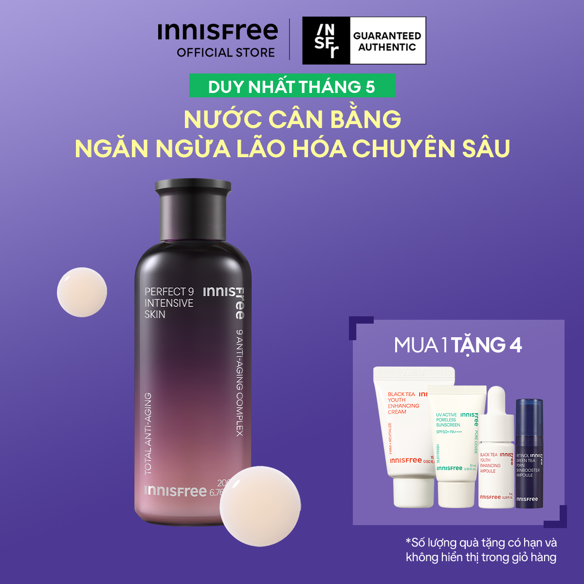 Nước cân bằng ngăn ngừa lão hóa chuyên sâu INNISFREE Perfect 9 Intensive Skin