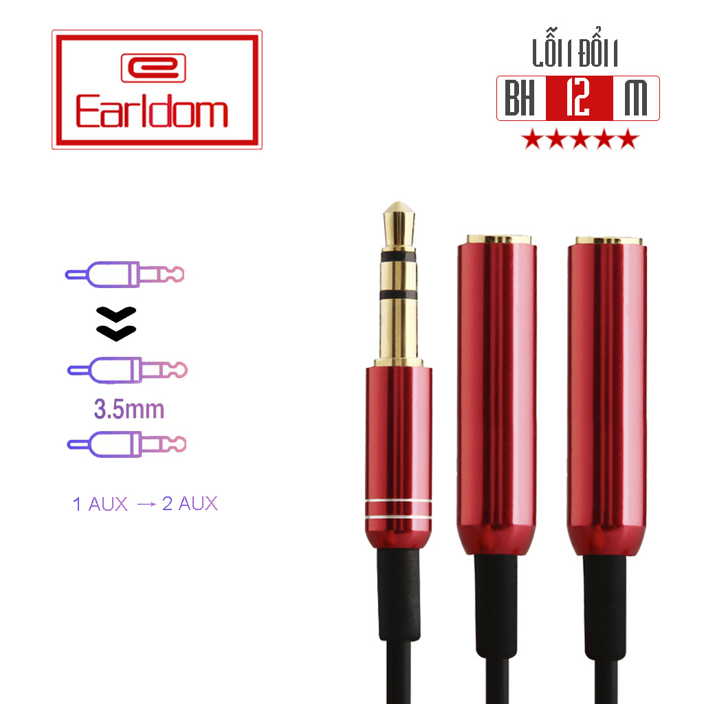 Cáp Chia Tai Nghe AUX201 Từ Một Đầu Cắm 3.5mm Sang Hai Cổng Cắm AUX Tiện Dụng