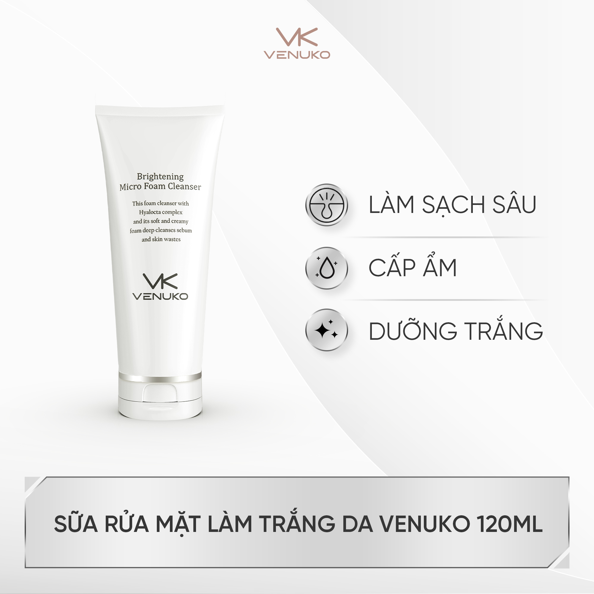 Sửa rửa mặt trắng da tạo bọt Venuko 150ml