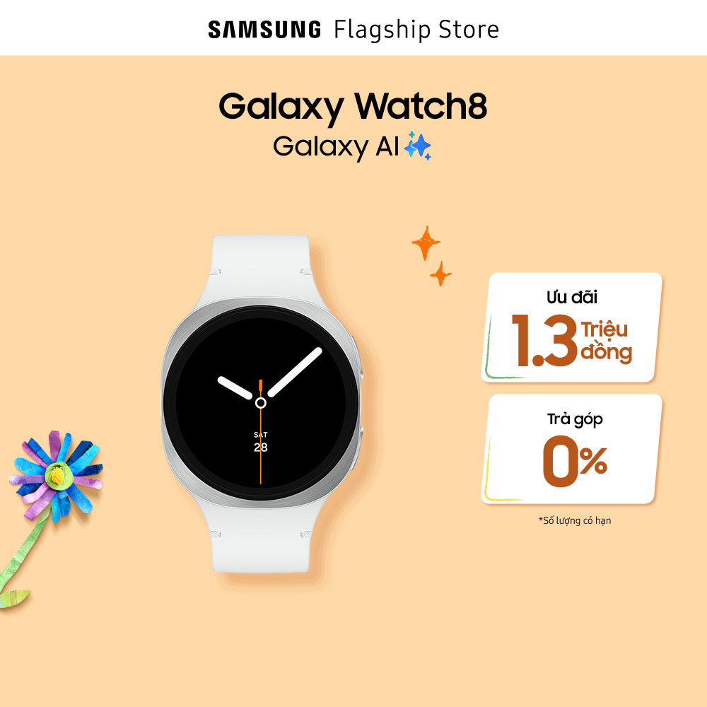 Đồng hồ thông minh Samsung Galaxy Watch8, Galaxy AI, Đồng hồ mỏng nhất, Theo dõi sức khỏe toàn diện, 40mm  44mm