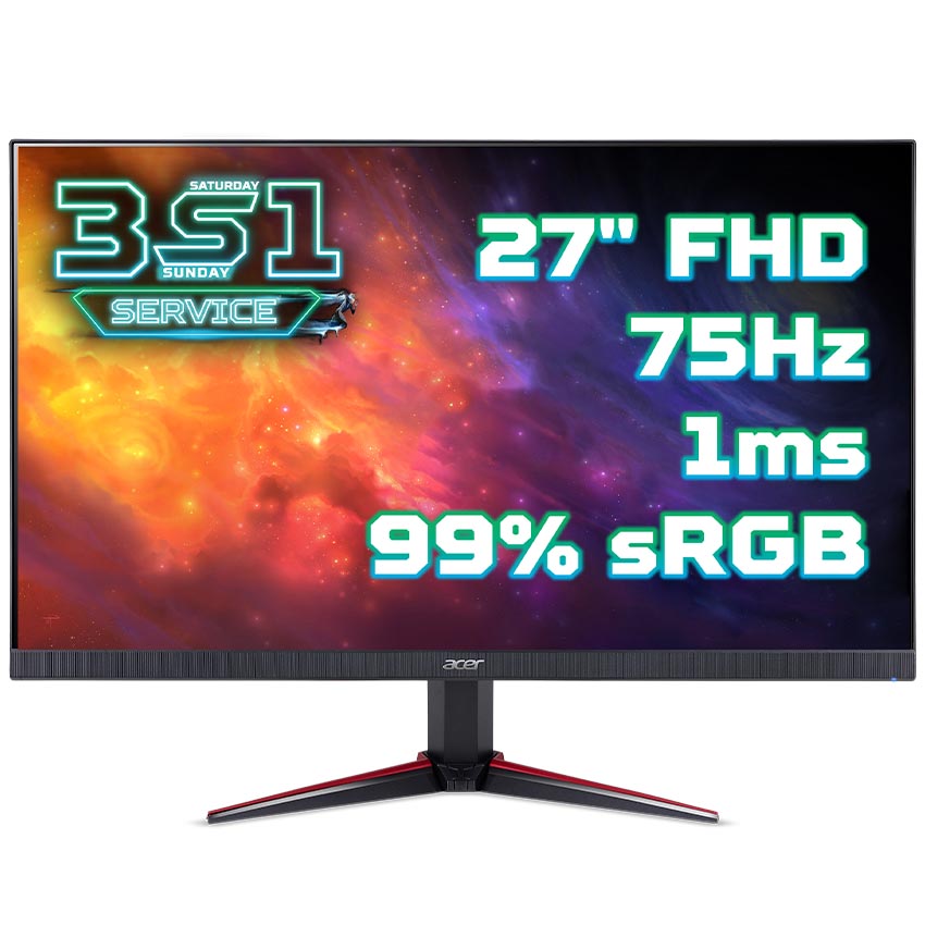[trả góp 0%]màn hình acer nitro vg270 (27 /fhd/led/ips/hdmi+vga/250 cd/m²/75hz/1ms/2 x 4 w speakers/amd freesync)
