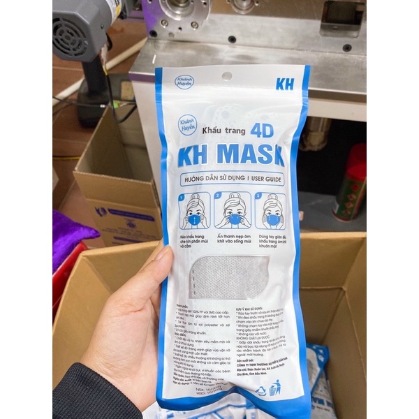 Khầu trang kháng khuẩn 4D DUY NGỌC MASK KF94, gói 10 chiếc màu trắng, an toàn thời trang