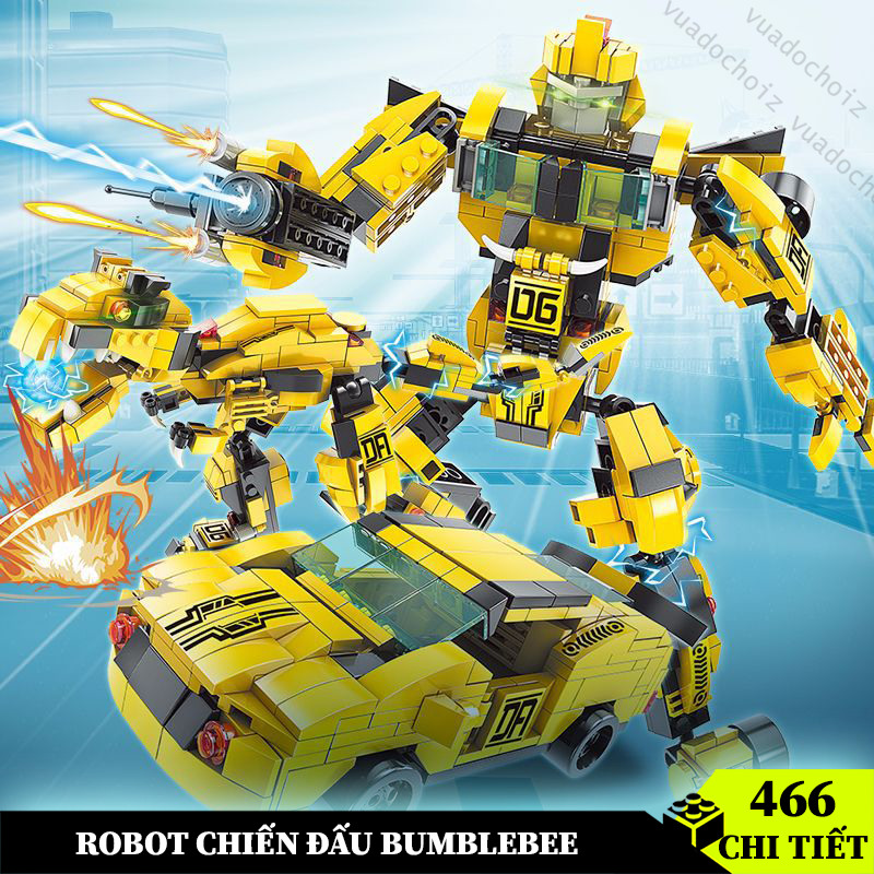 Đồ Chơi Lego robot Bumblebee 466 chi tiết, mô hình lắp ráp lego robot 3 trong 1 dạng hộp giấy
