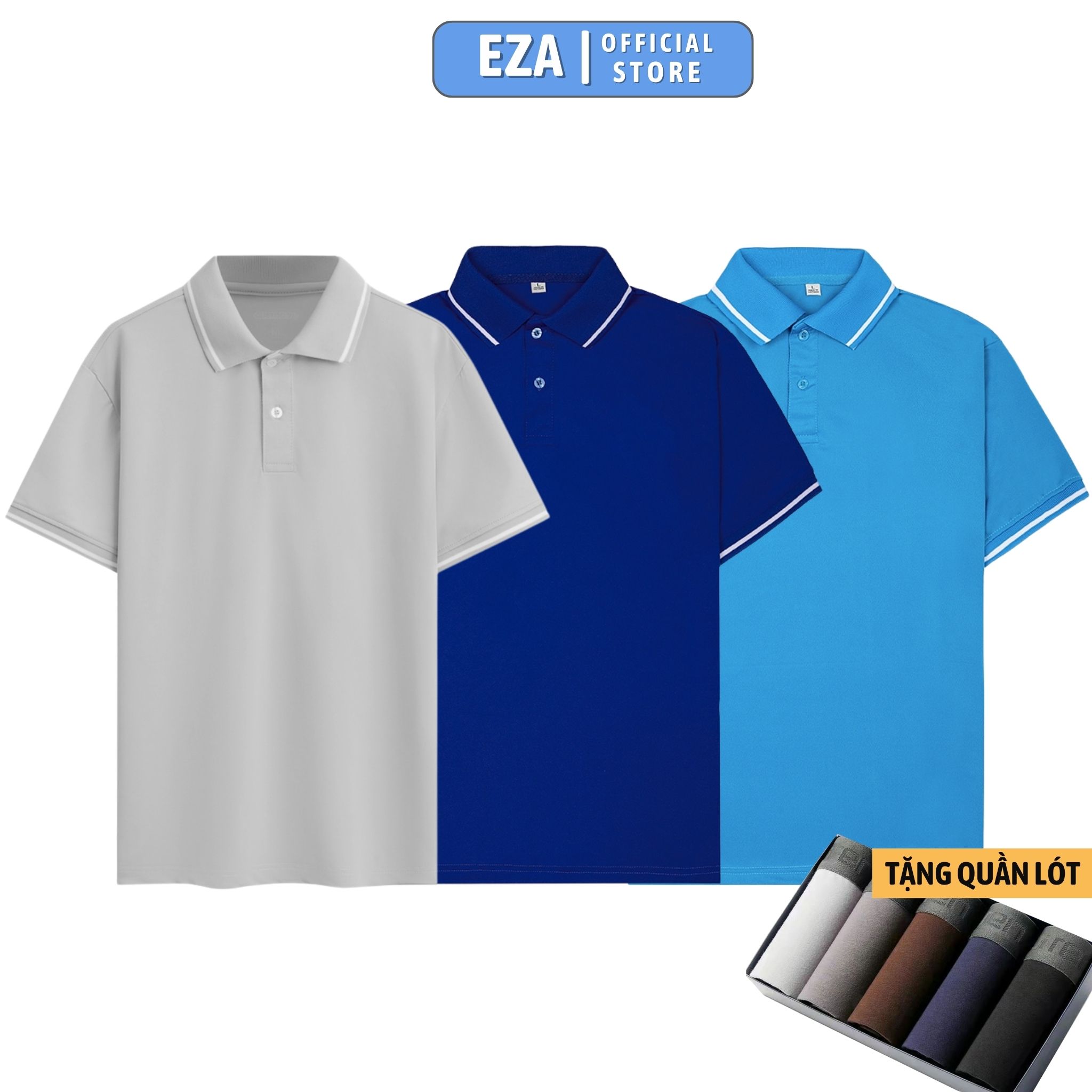 Áo Thun Polo Nam (TẶNG KÈM QUẦN LÓT + MIỄN PHÍ VẬN CHUYỂN), Combo 3 Áo Thun Nam Cổ Bẻ Cao Cấp Chuẩn Thời Trang Thương Hiệu Dokafashion ECV32