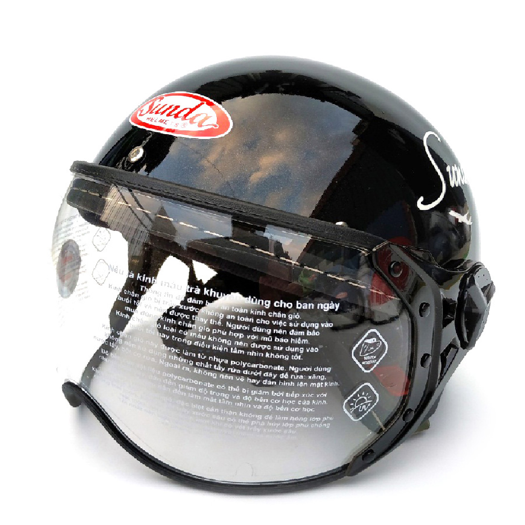 Mũ bảo hiểm nửa đầu có kính Sunda 180B tem