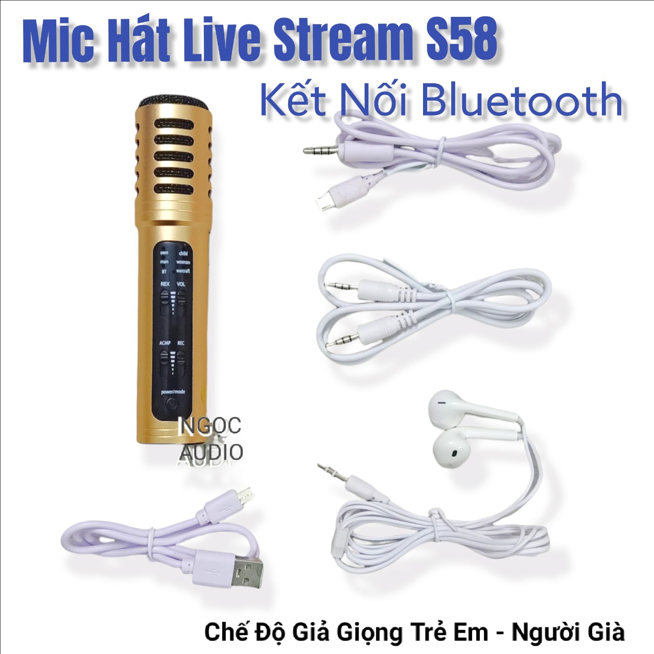 Micro S58 Hát Live stream Karaoke Thu Âm trên điện thoại - Kết nối nhạc Bluetooth - Chức Năng giả giọng - Tích hợp pin tiện lợi- Kêt nối dễ dàng( Giao Màu Ngẫu Nhiên )