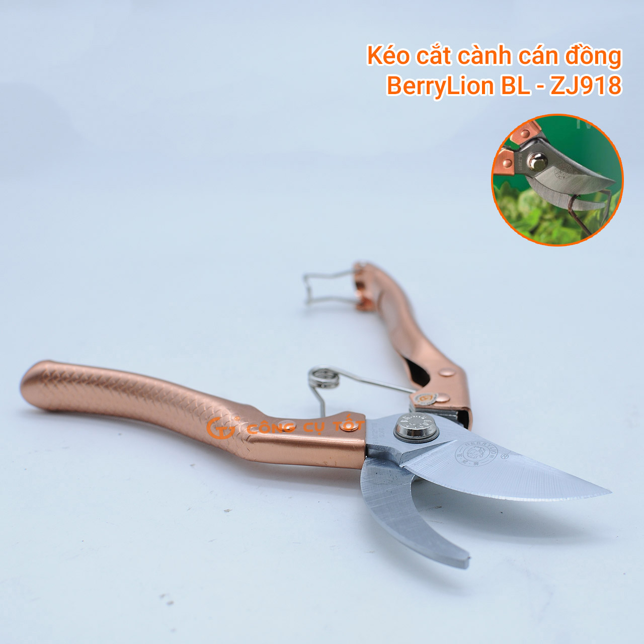 Kéo cắt cành mỏ cong cán đồng Berrylion