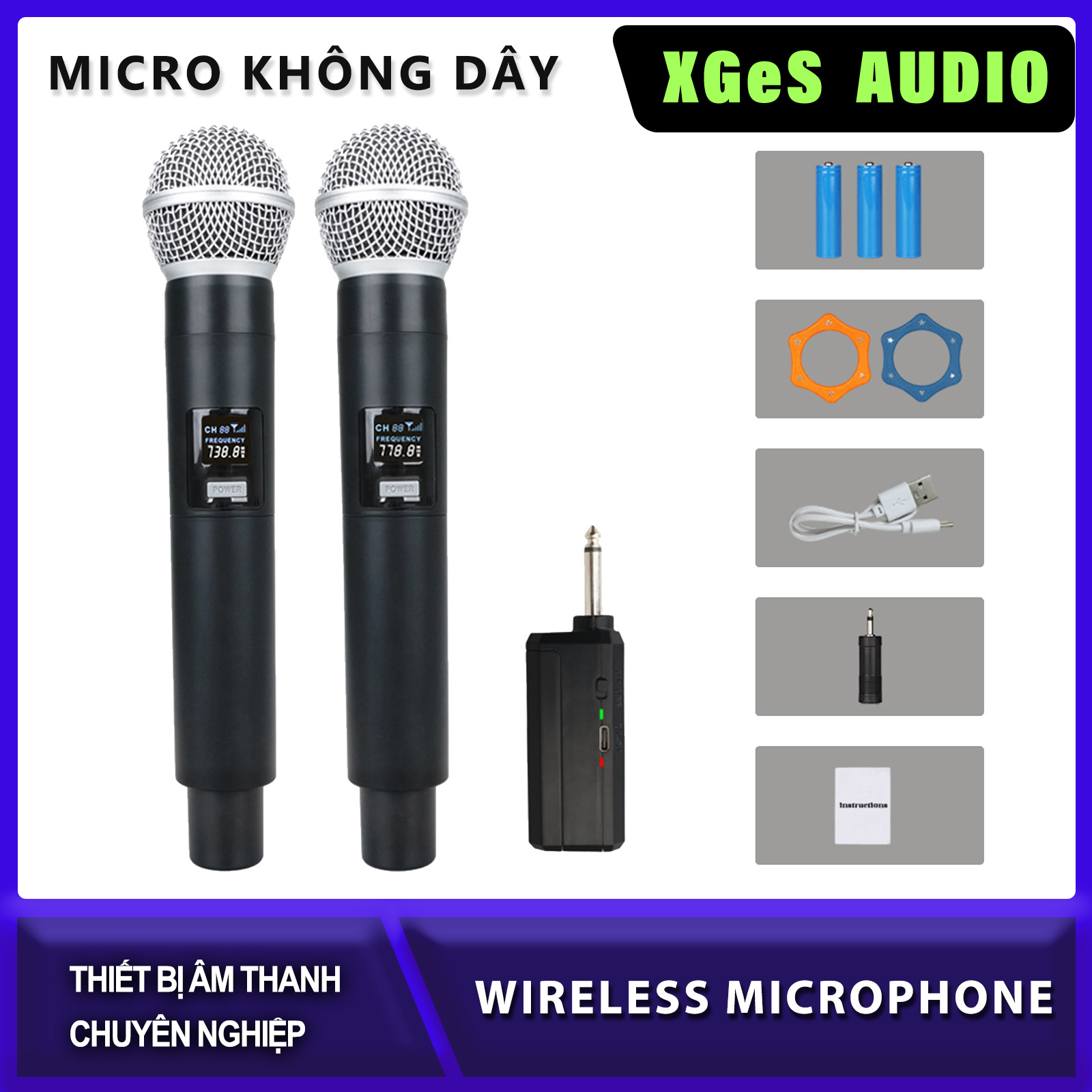  UHF Mic hát karaoke không dây  hát nhẹ tần số  sóng khỏe  chuyên cho loa kéo và âm li karaoke gia đình dã ngoại 