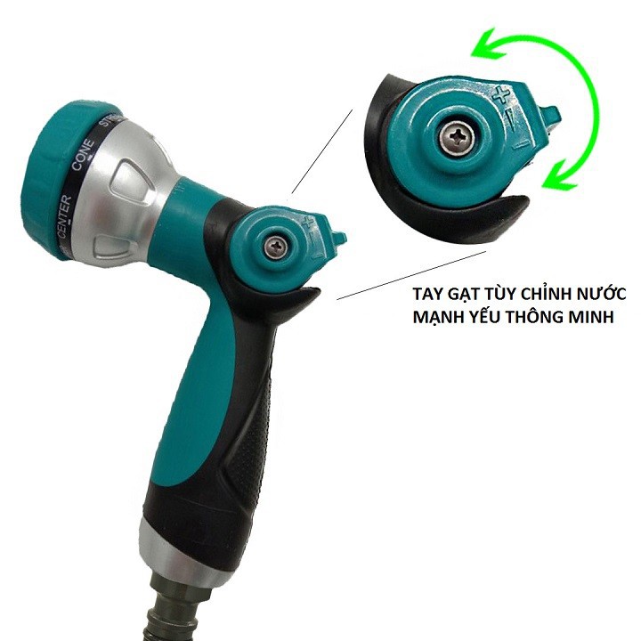 Xịt nước có 8 chế độ phun khóa gạt chỉnh nước tiện ích - diy437
