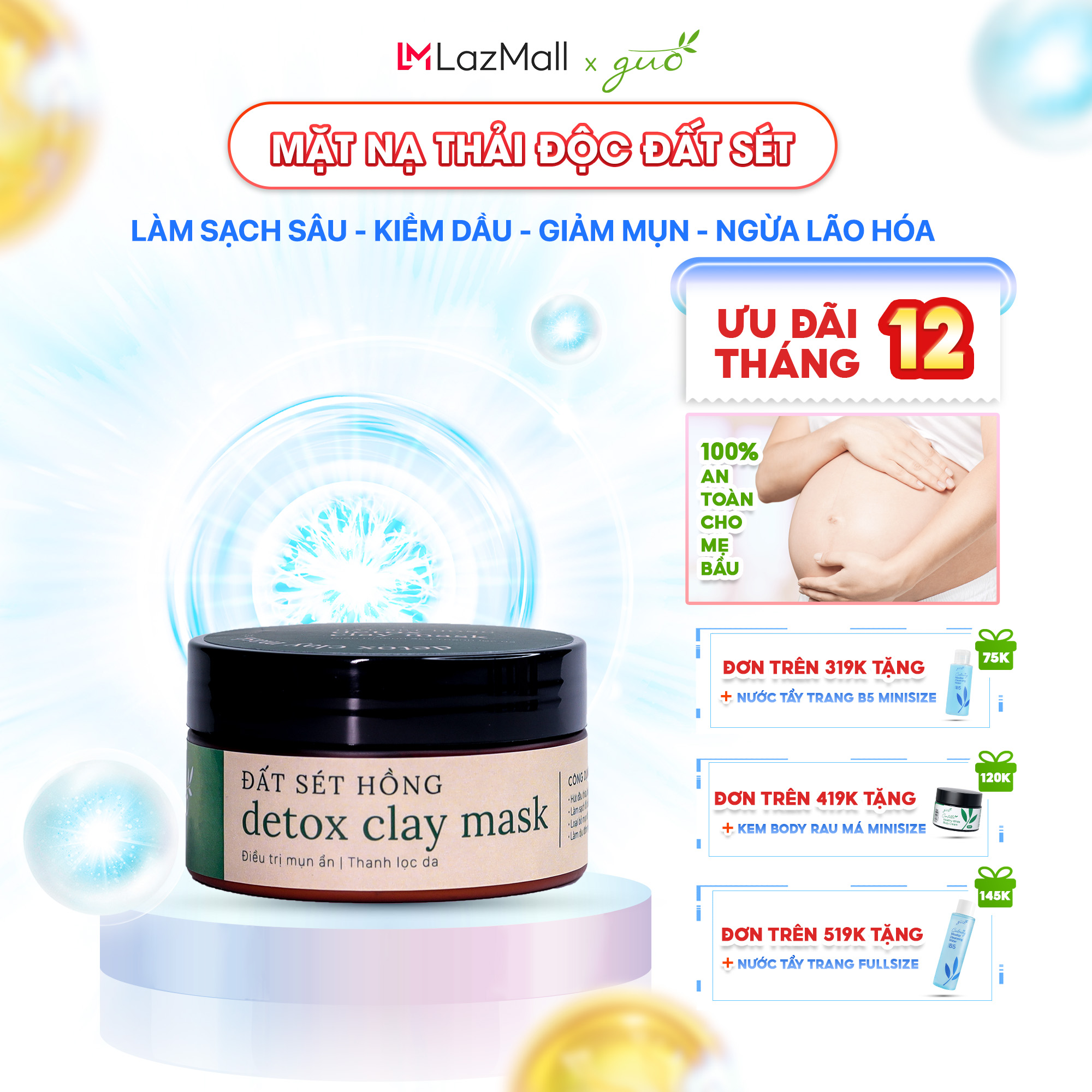 - mặt nạ đất sét thải độc cho bà bầu - detox clay mask 100gr