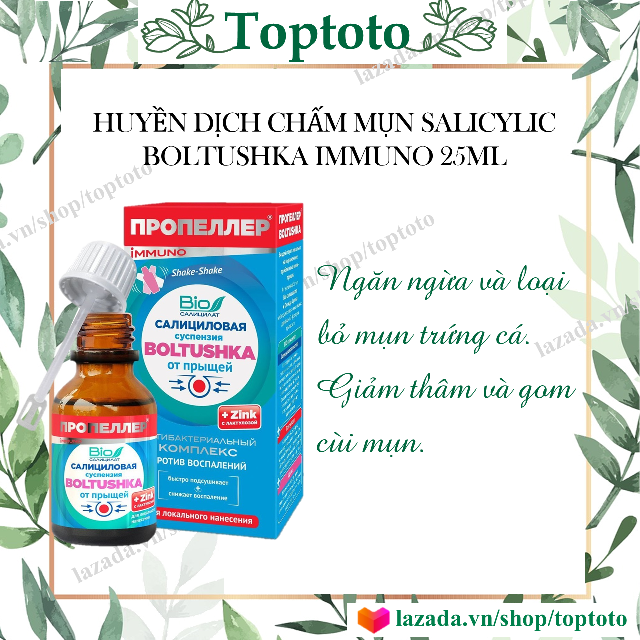 [HCM]Huyền dịch hổ trợ mụn cấp tốc Nga Salicylic BOLTUSHKA