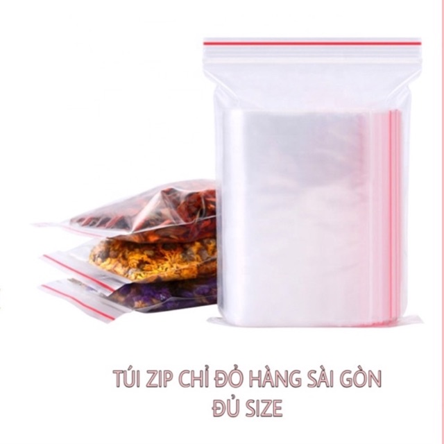 Túi zip chỉ đỏ hàng Sài Gòn loại 1 đủ size loại dày dặn [1kg]