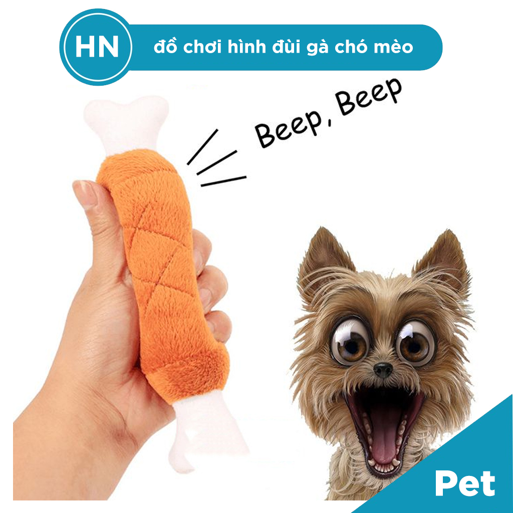 Đùi Gà Bông Phát Ra Tiếng Kêu Cho Chó Mèo Vờn Bắt - Phụ Kiện Cho Thú Cưng
