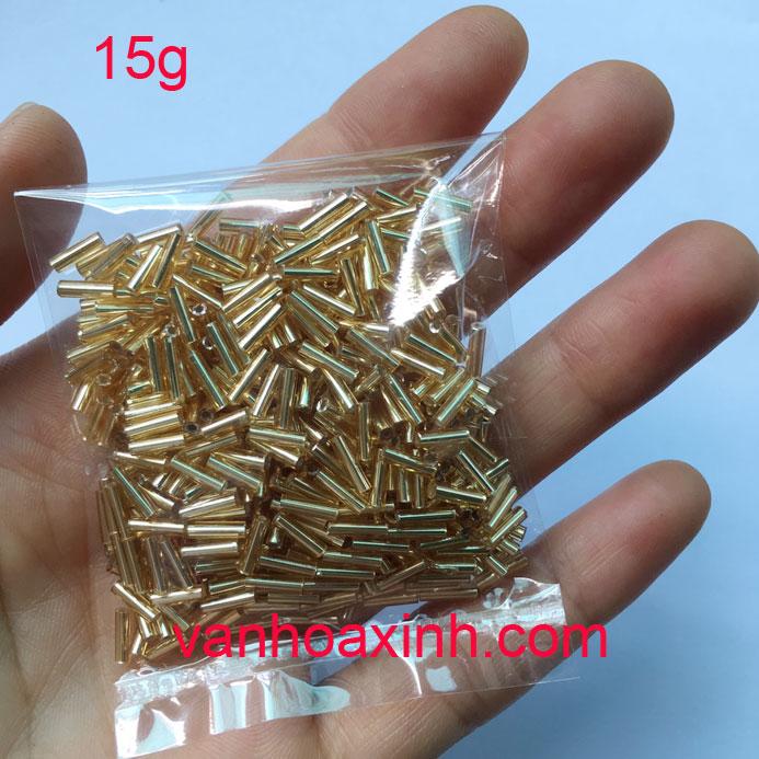 Gói 15g cườm ống (cườm trụ) màu vàng kim 7mm GB14A