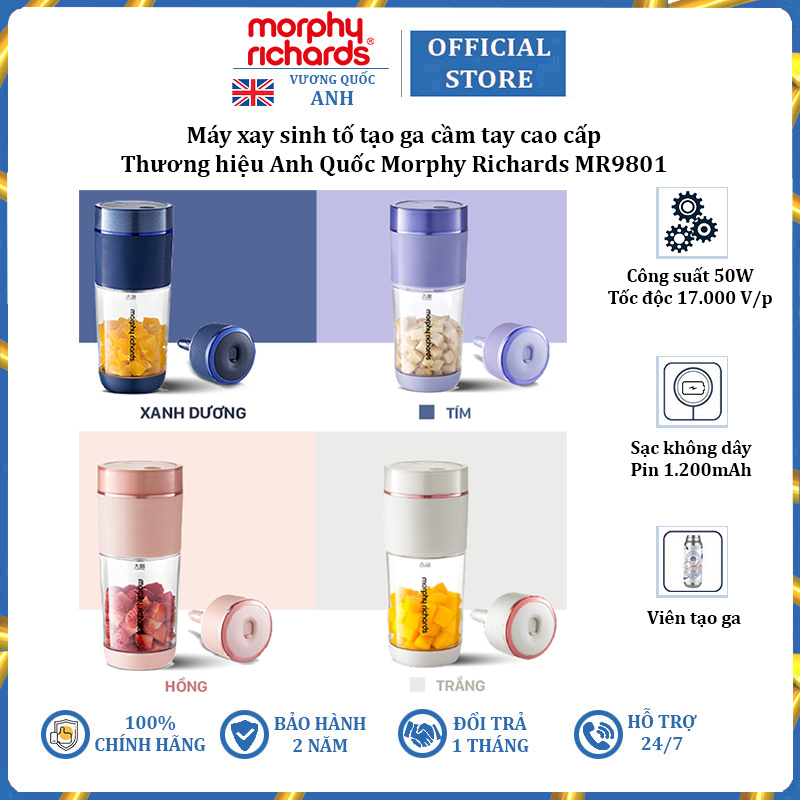 Máy xay sinh tố tạo ga cầm tay Morphy Richards MR9801 260ml - Hàng Nhập Khẩu (Bảo hành 24 tháng)
