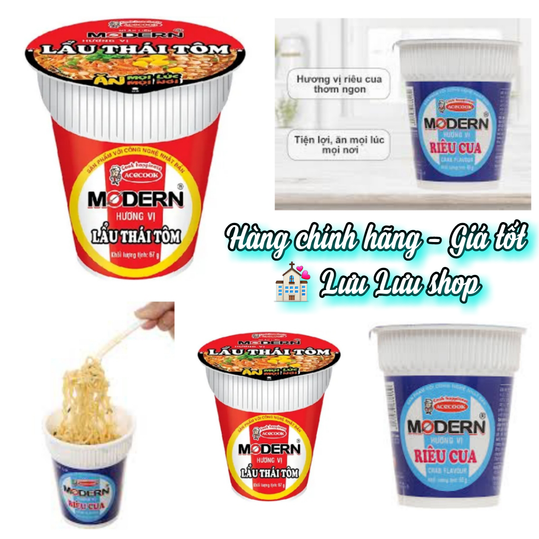 Mì ly Modern riêu cua/ thịt xào/ bò hầm/lẩu thái tôm 65gr