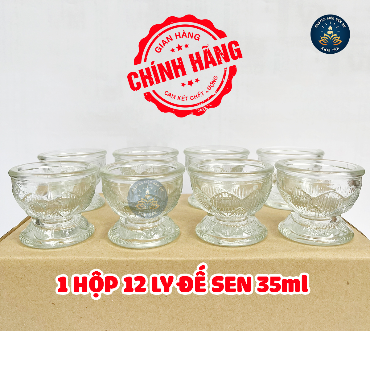 Hộp 12 Ly Đài Sen Tròn 30ml Làm Nến Bơ, Ly Thủy Tinh Làm Nến, Nguyên Liệu Nến Bơ Cúng Phật