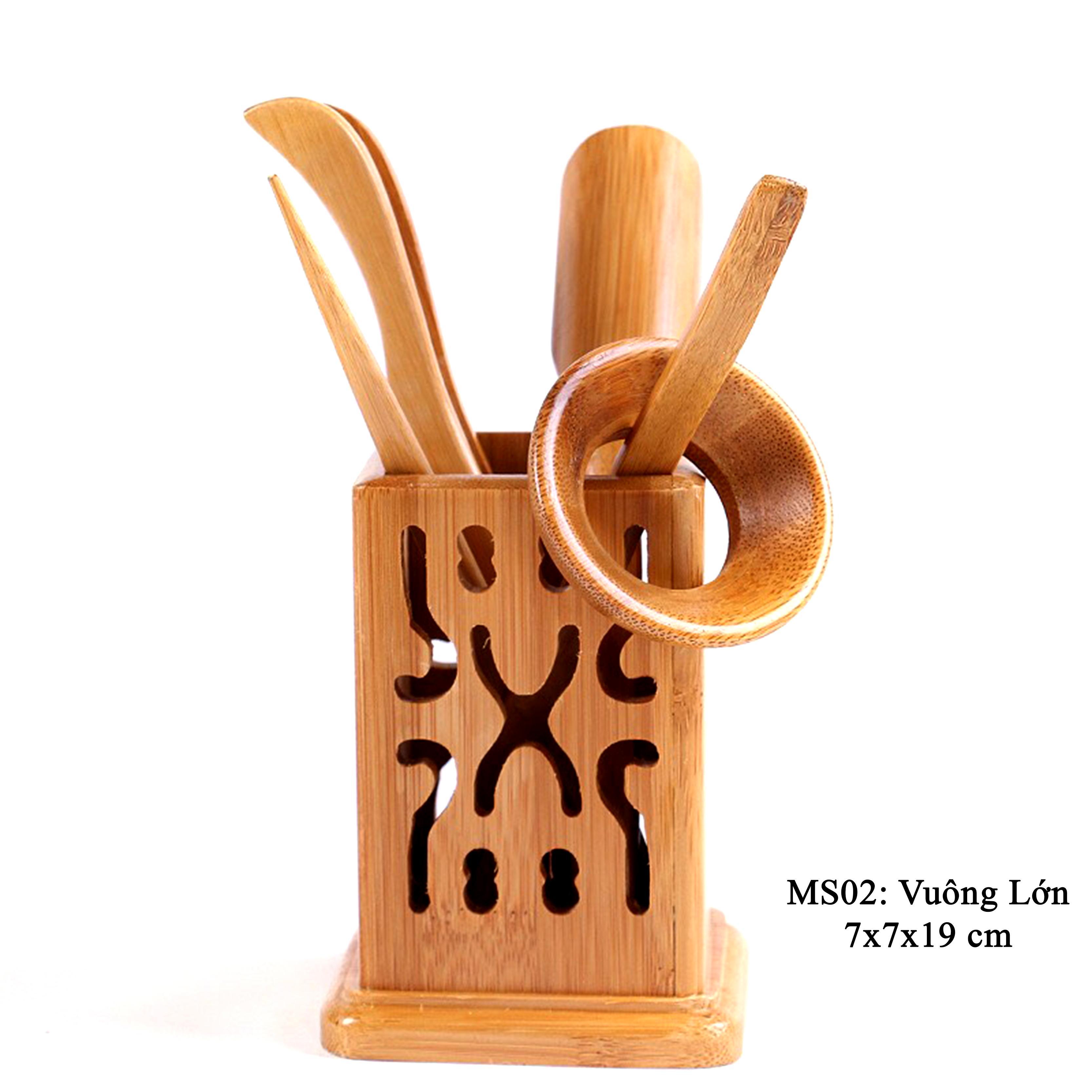 Bộ dụng cụ trà đạo 6 món ống đựng hình vuông lớn - MS02