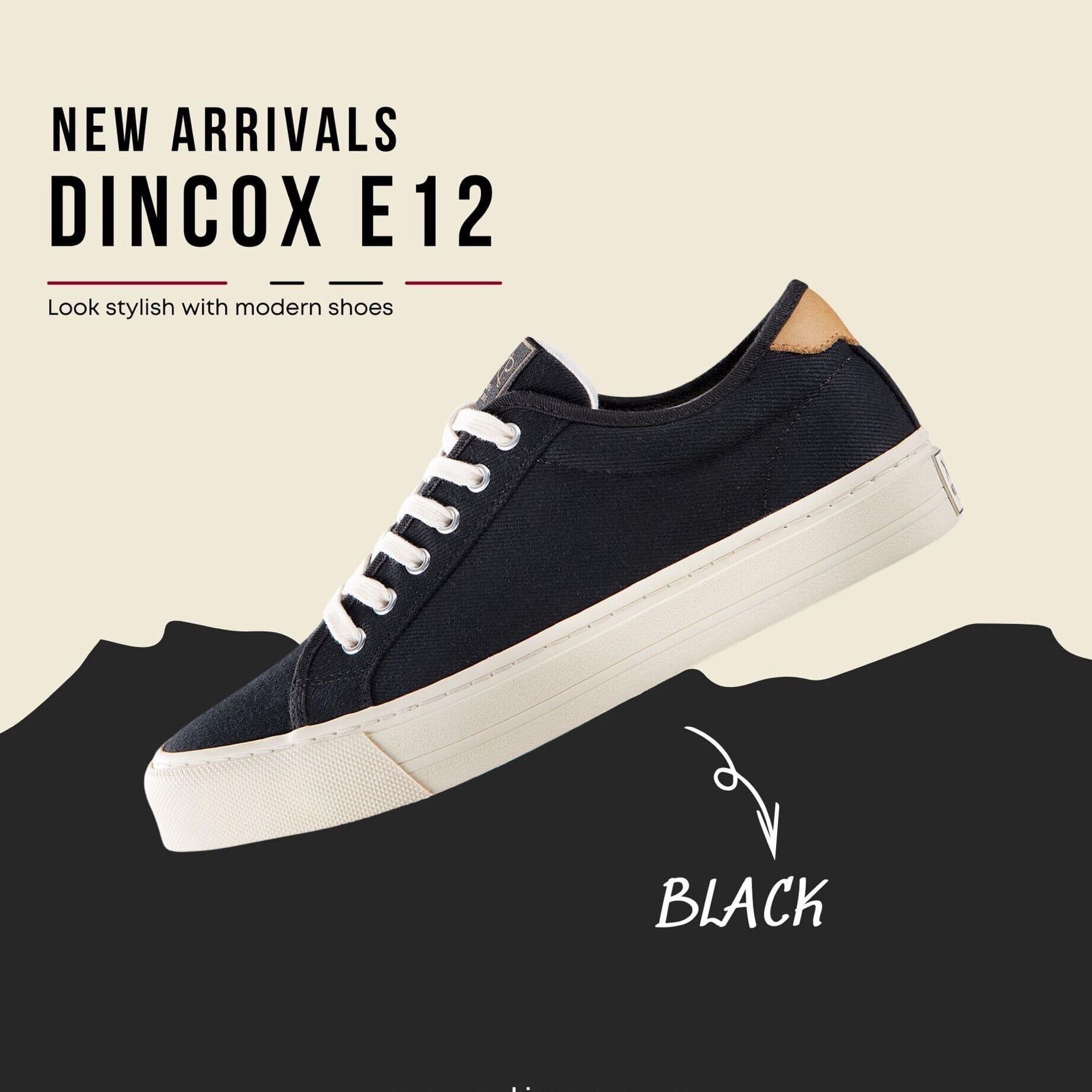 Giày Sneaker Nam Vải Canvas DINCOX E12 Black Đơn Giản Thanh Lịch