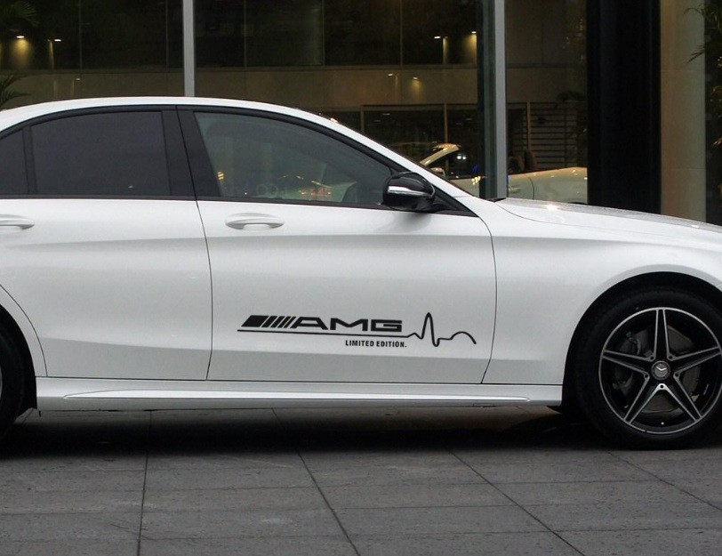 Bộ 2 tem dán cửa xe ô tô amg phong cách sport đẹp thể thao