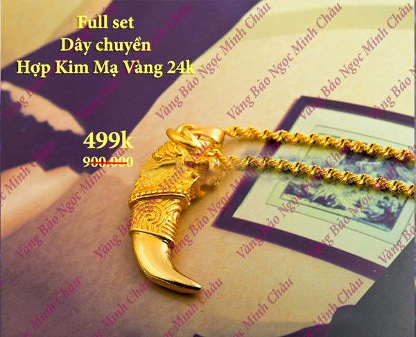 Dây chuyền nam dây xoắn kèm nanh sói mạ vàng 24k cao cấp ( Có video )