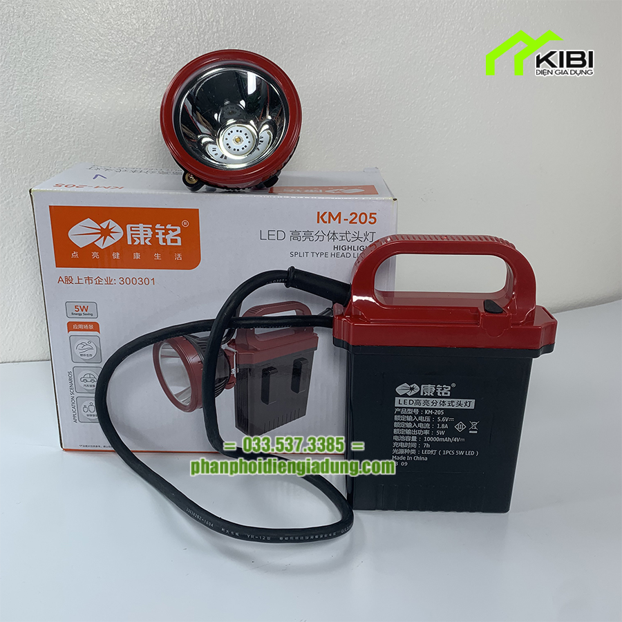 Đèn pin đội đầu, đèn đội đầu siêu sáng KM-205 pin siêu bền, cười độ chiếu sáng cao