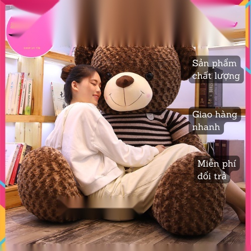 Thú gấu nhồi bông, gối ôm Tedy to bự đủ kích thước 75cm, 1m, 1m2 ,1m4, làm quà tặng siêu dễ thương- LALA_STORE.VN