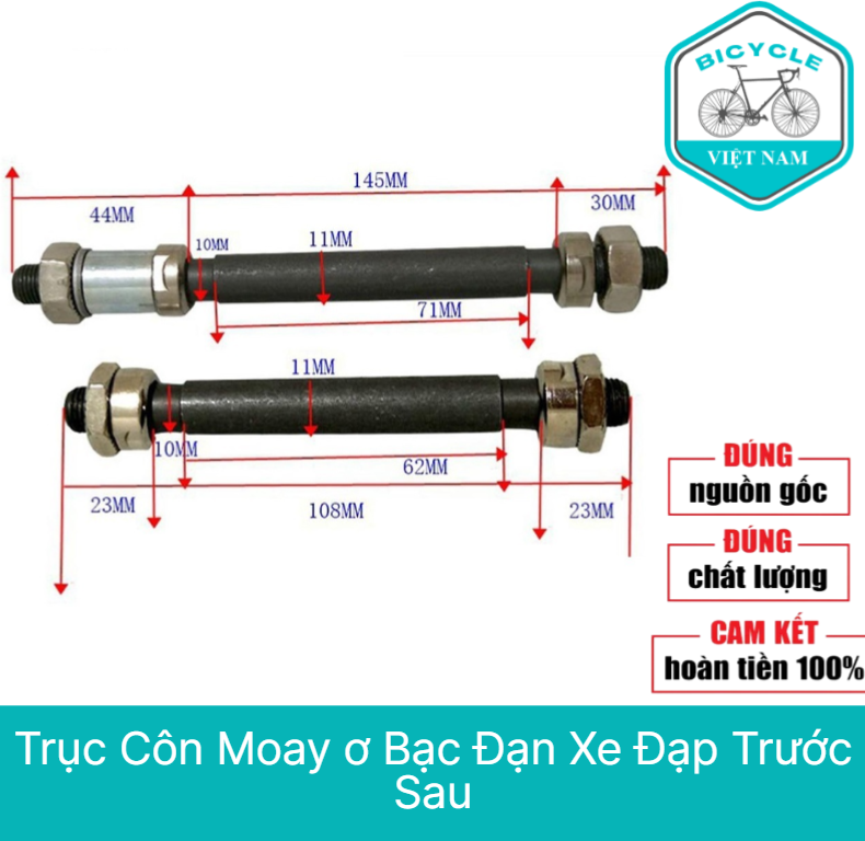 Trục côn moay ơ bạc đạn xe đạp trước sau
